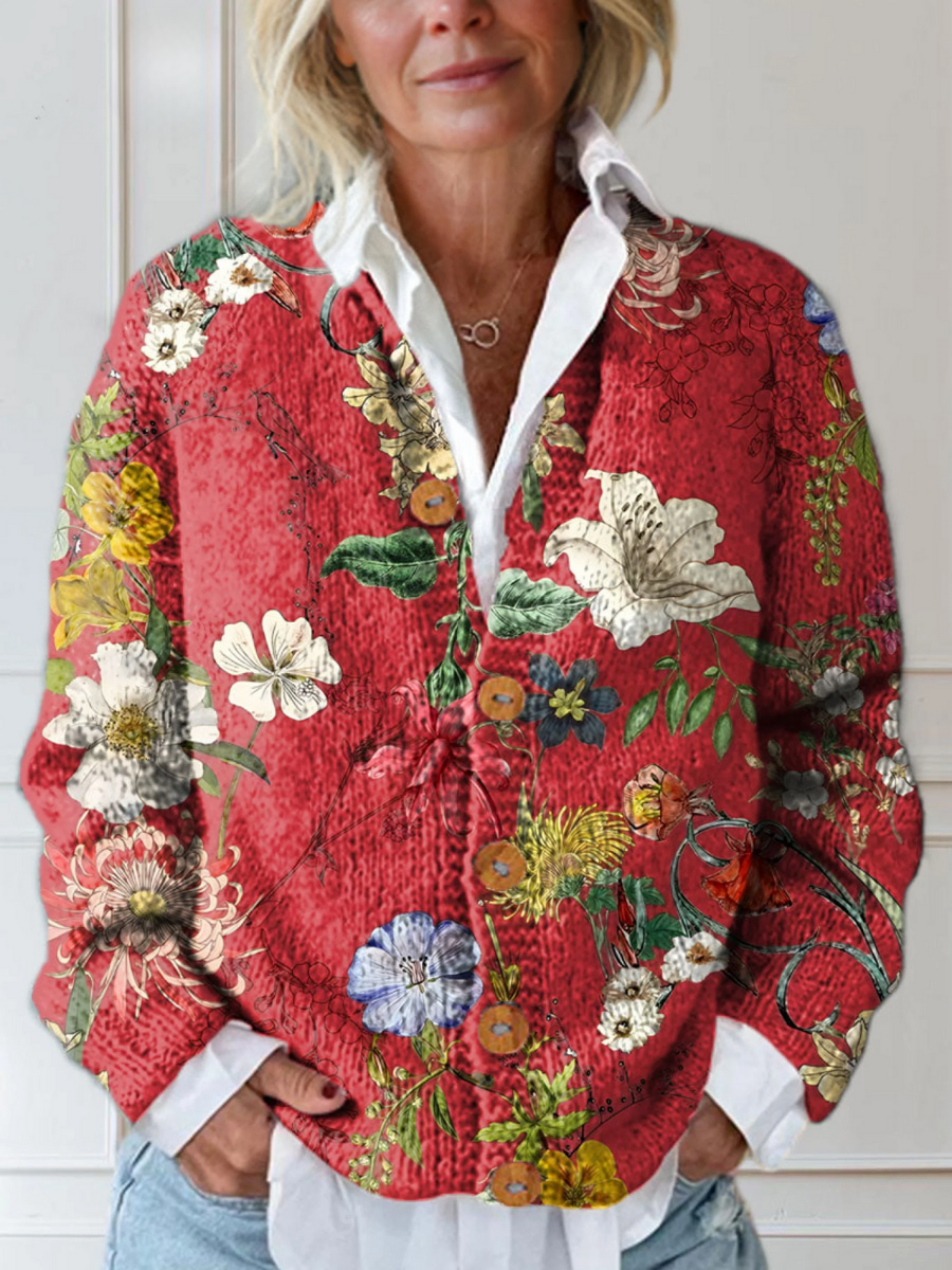 Fleur | Vest met bloemenprint en knopen