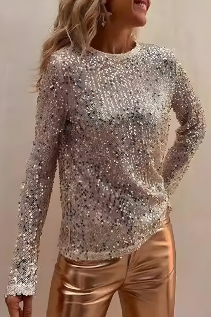 Nela™ | Elegante Sequin Top met Lange Mouwen