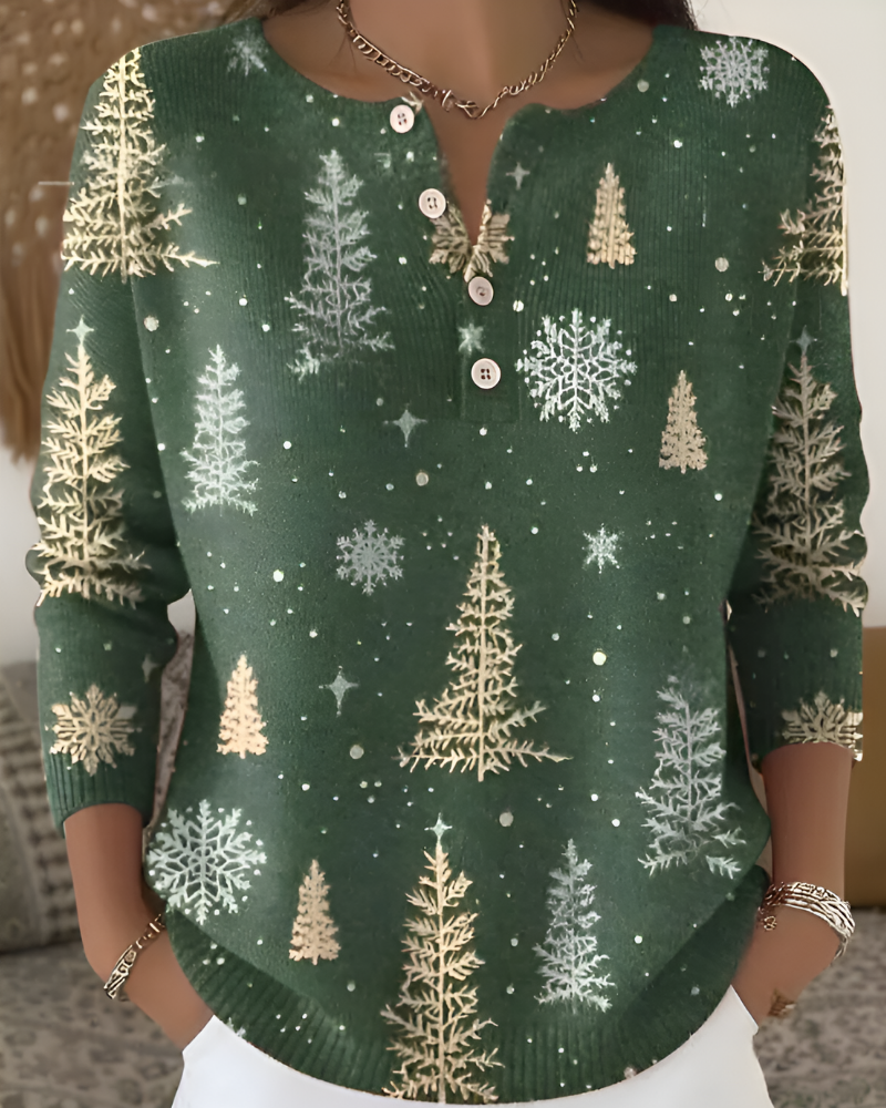 Emy™ | Feestelijke Kerstprint Top