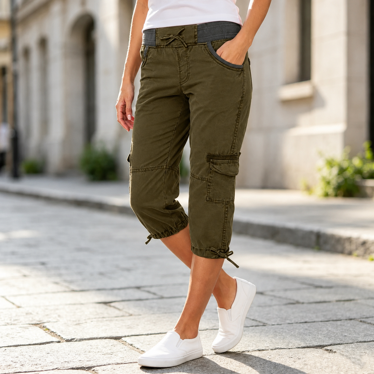 Els™ | Cargo Capri Broek Met Hoge Taille