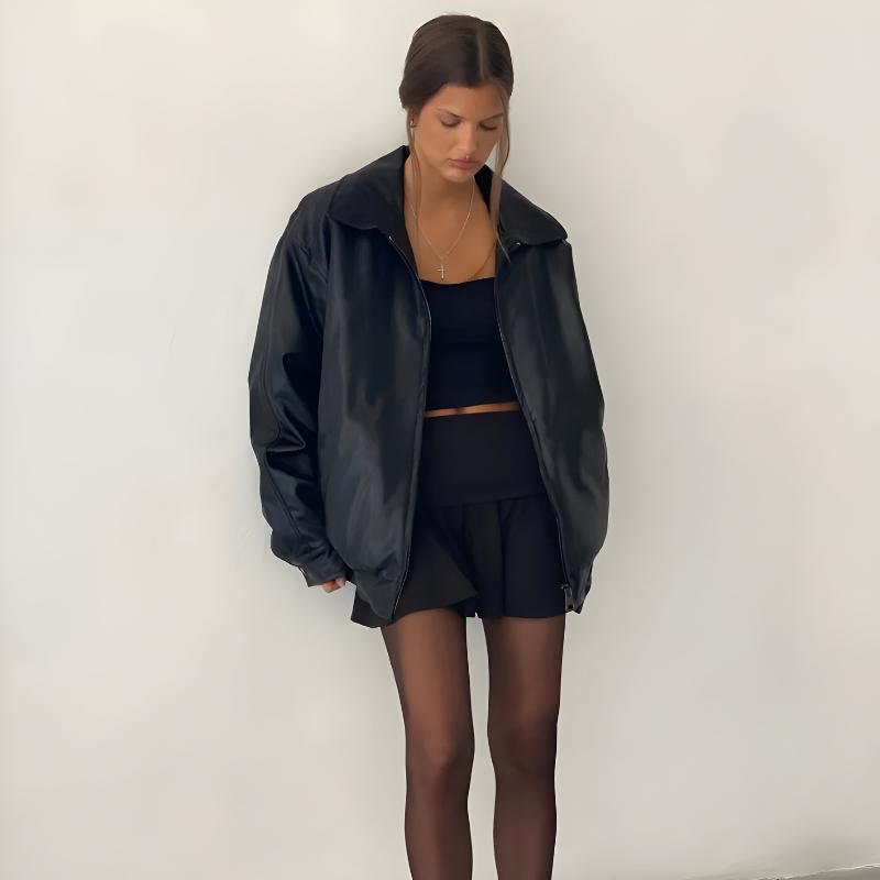 Mira™ | Stijlvolle oversized leren jas
