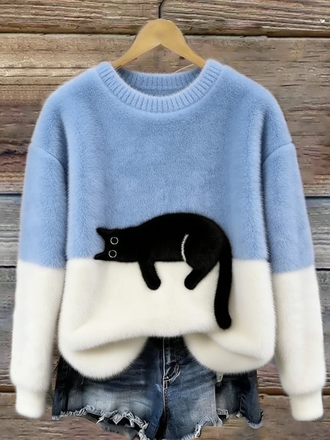 Paula™ | Zachte Oversized Trui Met Kattenprint