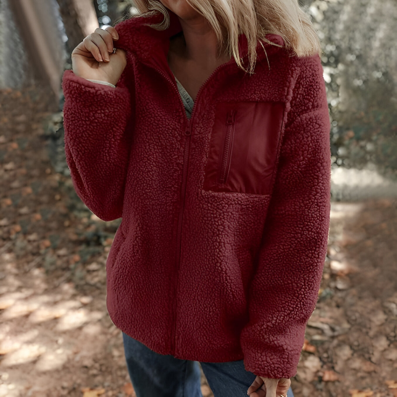 Faye™ | Warme Teddy Fleece Jas met Rits