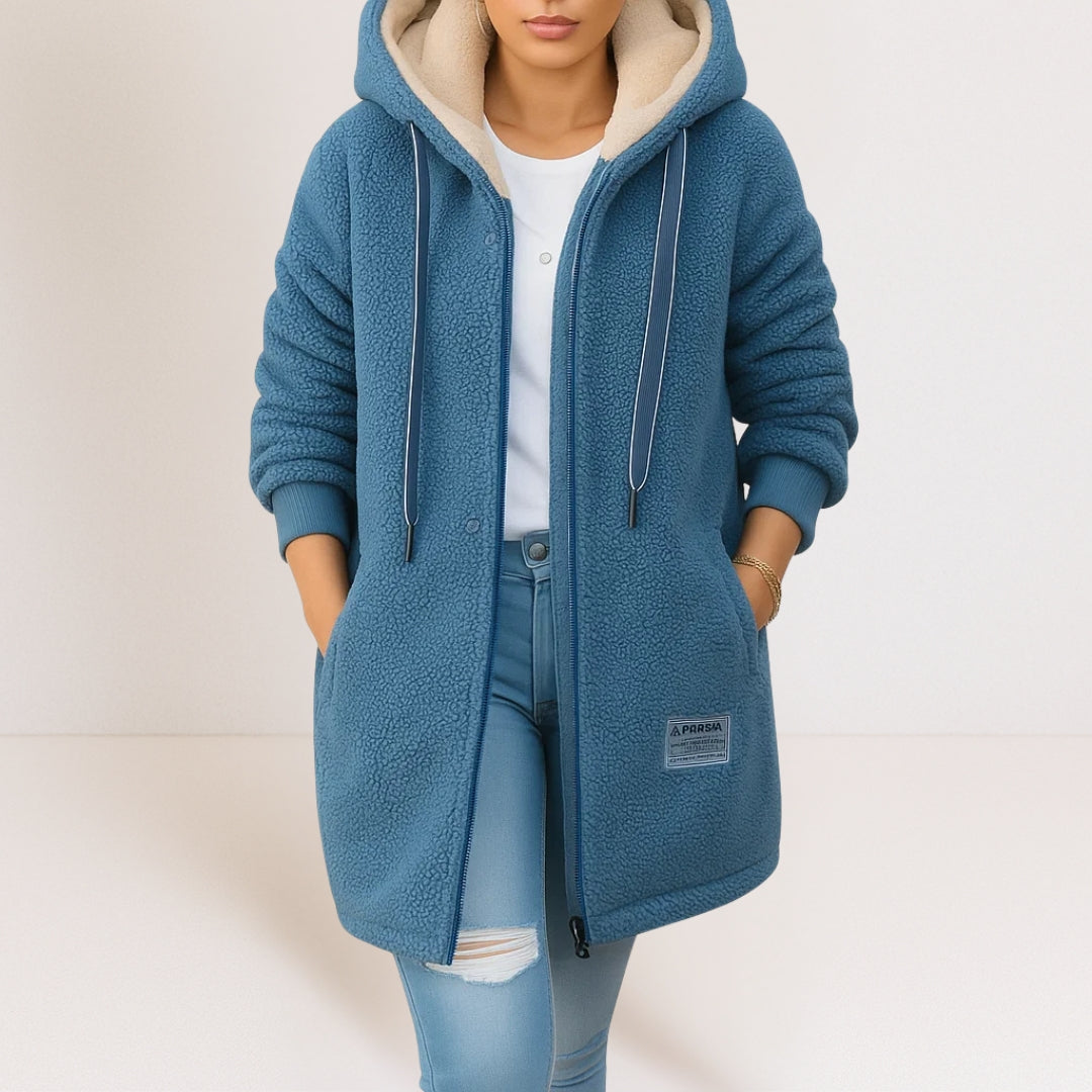 Marceline | Lange fleecejas met capuchon
