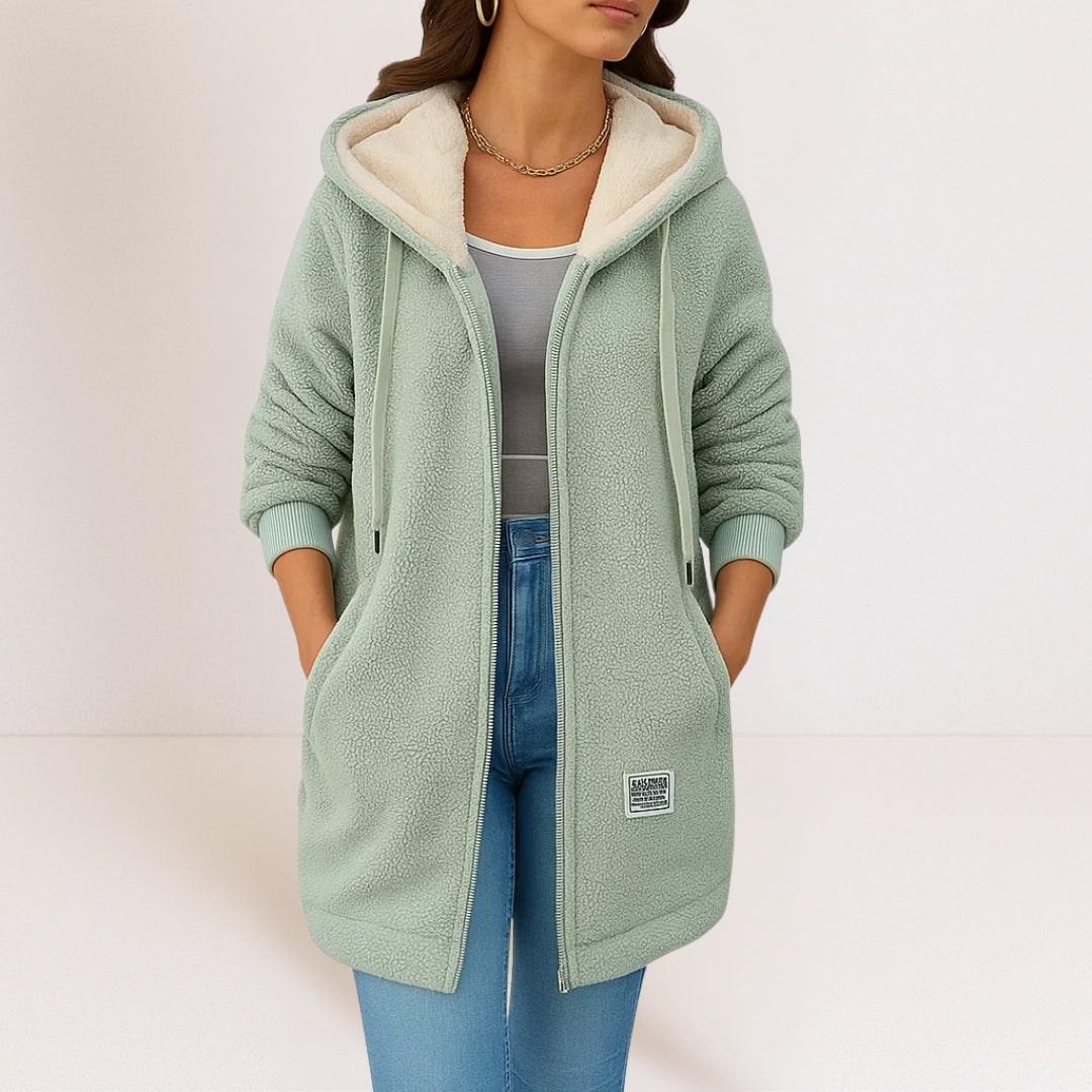 Marceline | Lange fleecejas met capuchon