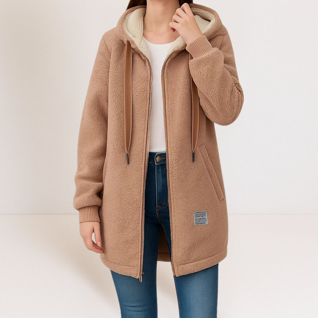 Marceline | Lange fleecejas met capuchon
