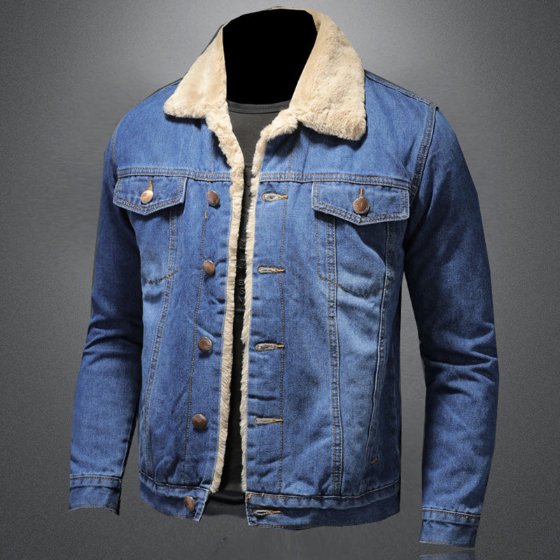 Daniel | Warme denim jas met teddykraag