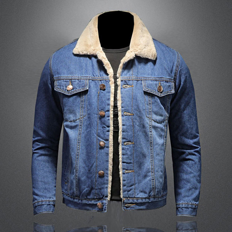 Daniel | Warme denim jas met teddykraag
