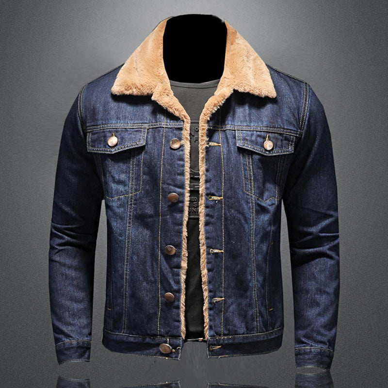 Daniel | Warme denim jas met teddykraag