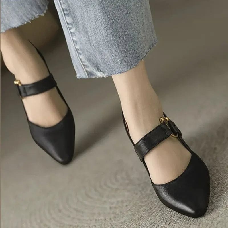 Vera | Leren slingback pumps met lage blokhak