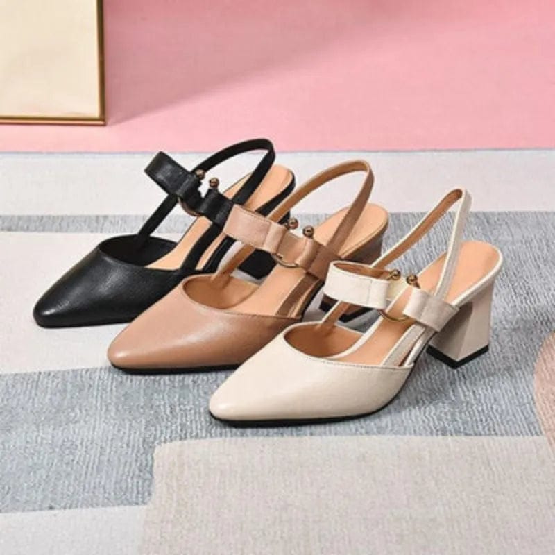 Vera | Leren slingback pumps met lage blokhak