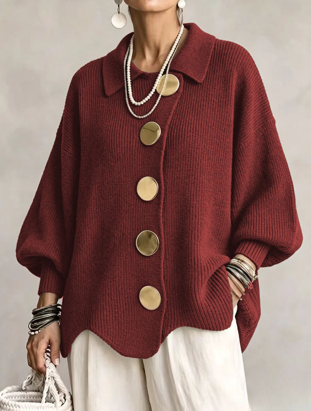 Isadora | Oversized vest met gouden knopen
