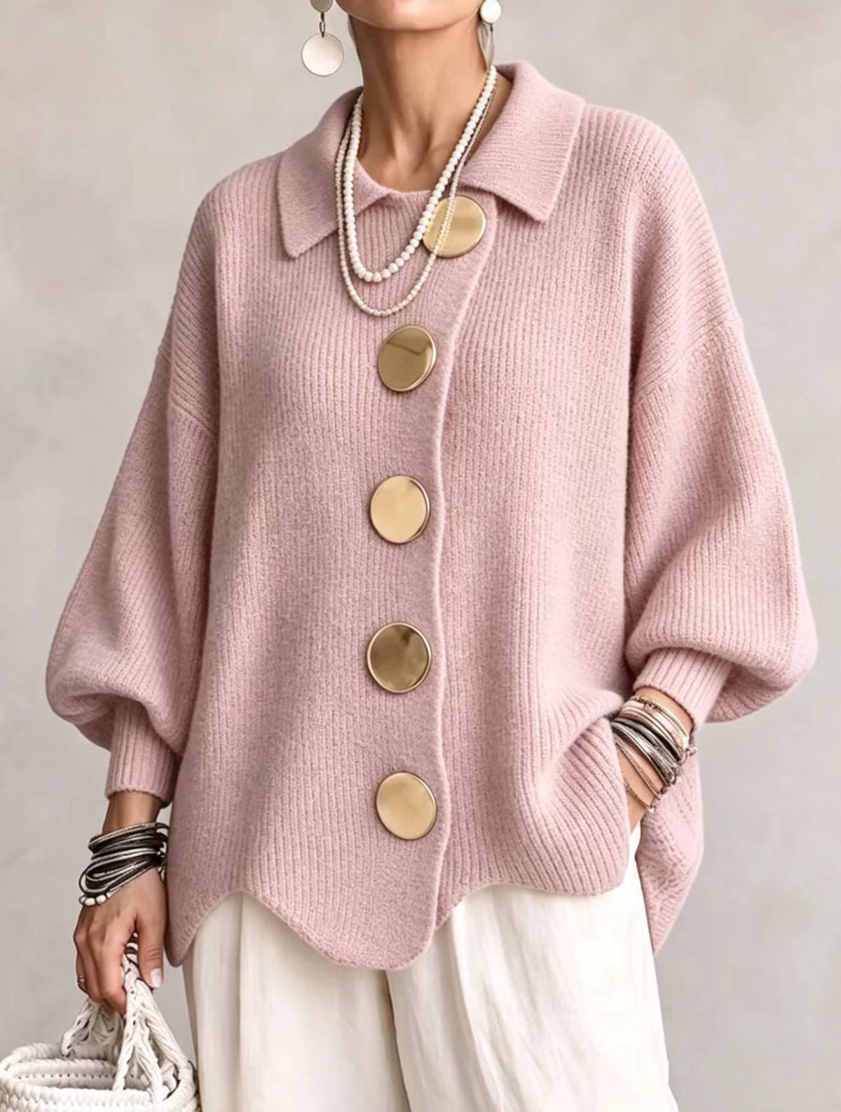 Isadora | Oversized vest met gouden knopen