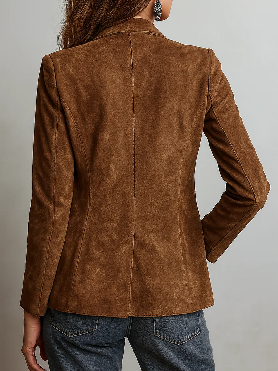Marcelle | Bruine blazer in suèdelook