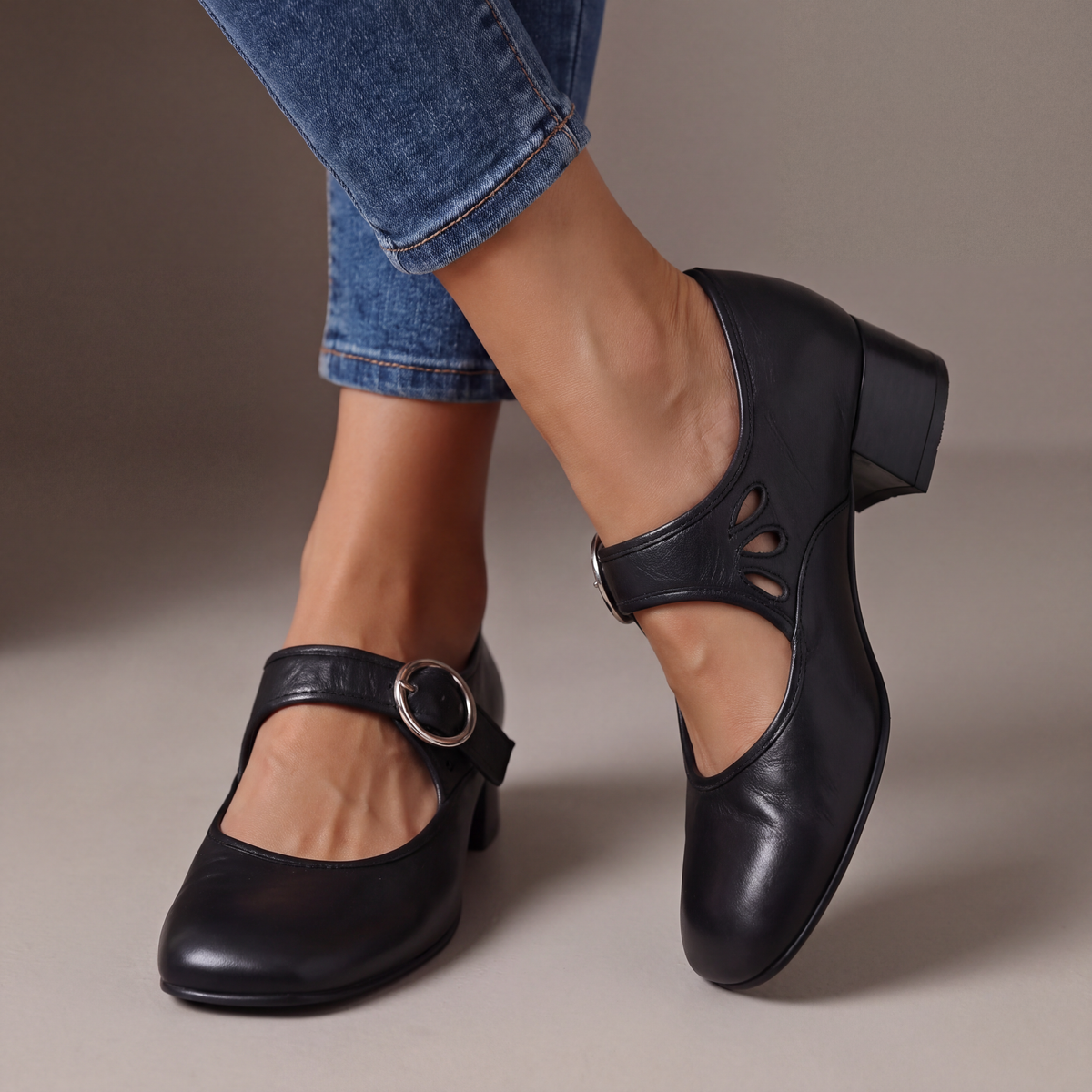 Josephine | Bandschoenen met lage blokhak