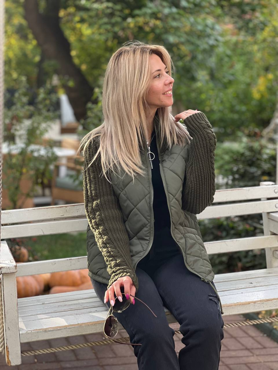 Emma™ | Dames patchwork gebreid vest/jas