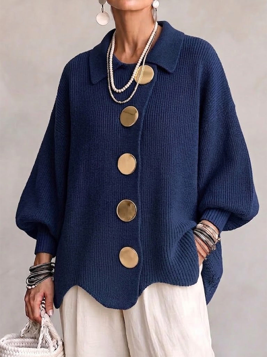 Isadora | Oversized vest met gouden knopen